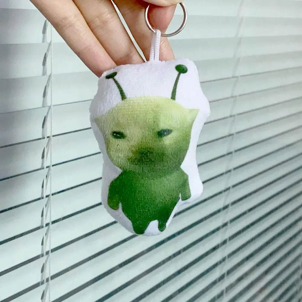 mème de chat alien, porte-clés extraterrestre, porte-clés mignon amusant de chat extraterrestre vert, pendentif de sac à dos pendentif vocal