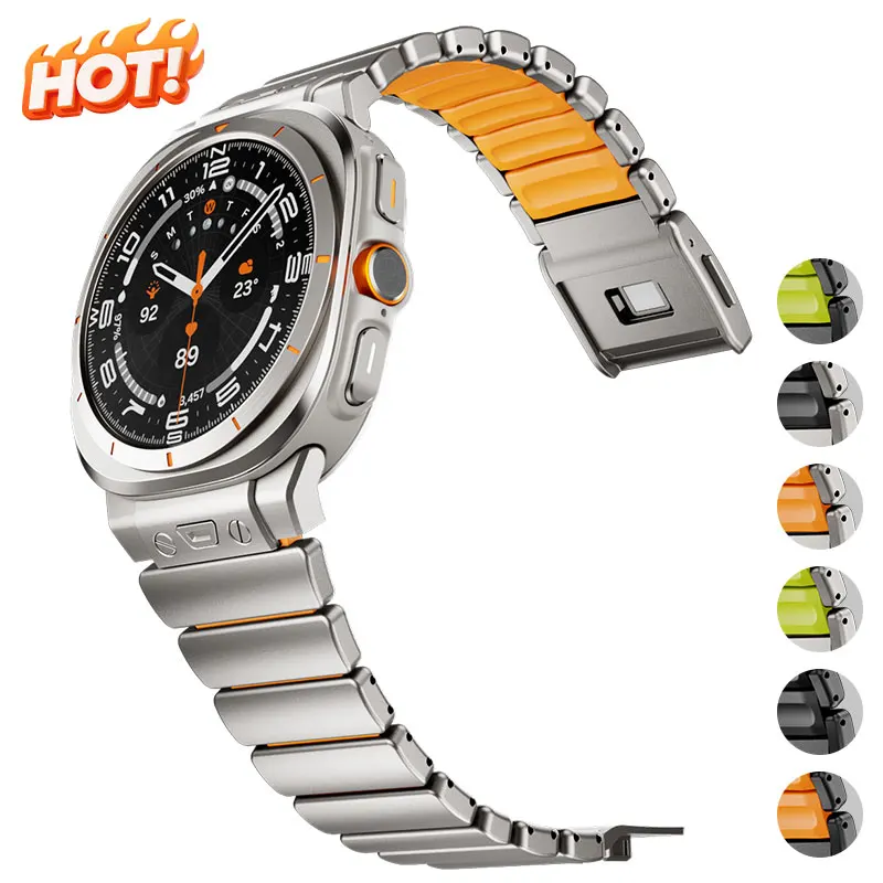 

Магнитный ремешок для Samsung Galaxy Watch Ultra 2025 47 мм, металлический силиконовый ремешок из нержавеющей стали для часов Ultra2024, роскошный браслет