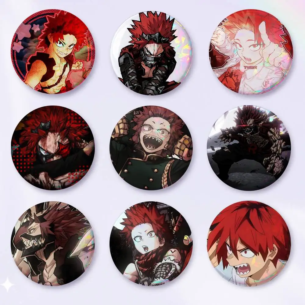 A-E-Eijiro K-Kirishima Tinplate Brooch Figure Icon Badge Handmade Brooches For Backpack Clothes Decoration