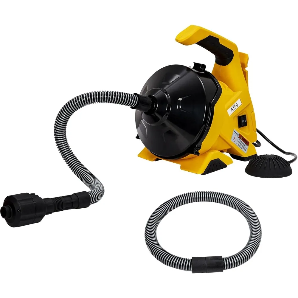 

Drain Cleaner Machine 30Ft x 3/10In, Auto-feed Electric Drain Auger for 3/4In - 2In Pipes, Cable in Piano Wire, with Foot Switch