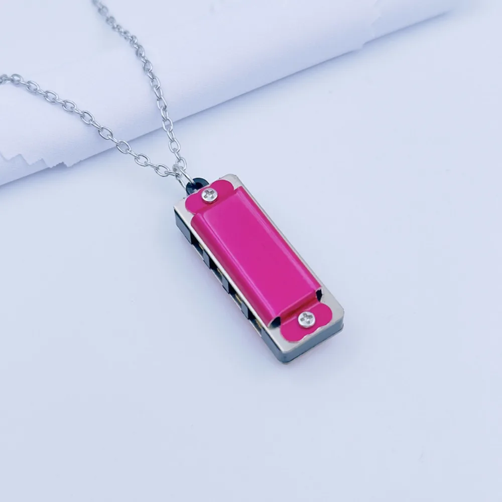 New 4-hole 8-tone Necklace Harmonica Mini Woodwind Harmonica Chain Metal Music Toy Gift Harmonica Necklace Harmonica