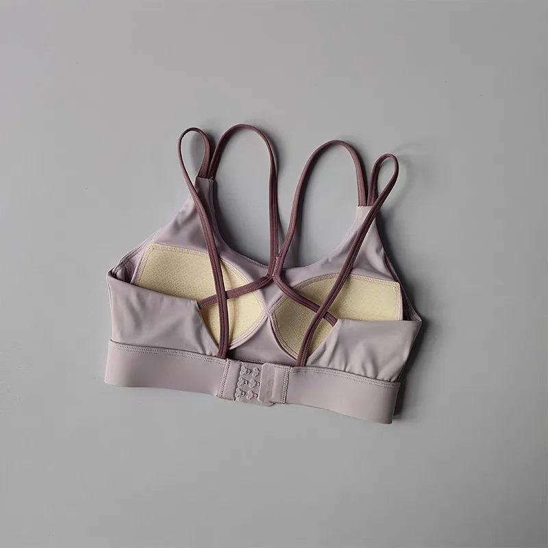 Reggiseno fitness da donna con incrocio morbido in tinta unita, collant, gilet da yoga, antiurto, palestra, sport, top push up con reggiseno sportivo regolabile