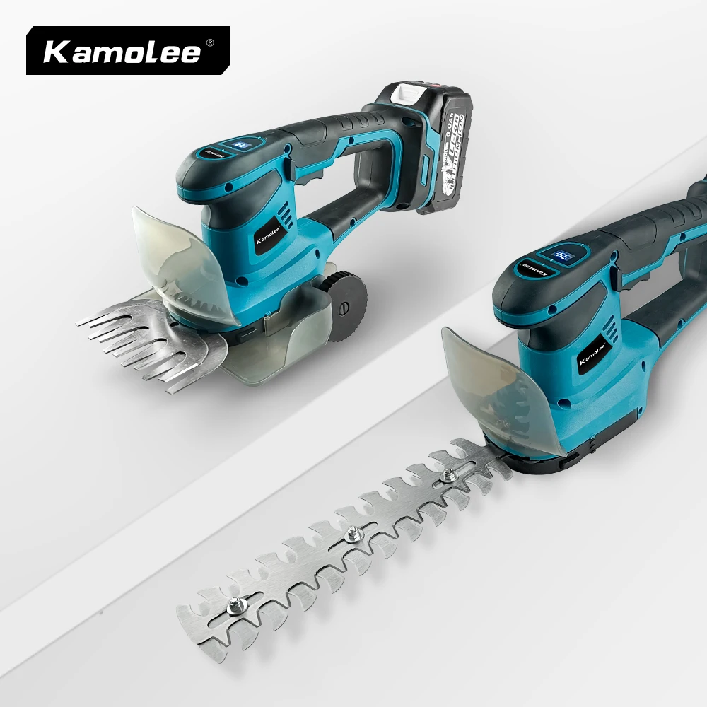 Kamolee 2 IN 1 Elektrische Heckenschere, 18000 U/min, kabelloser Garten-Strauchschneider, Haushalts-Rasenmäher für 18 V/21 V Akku