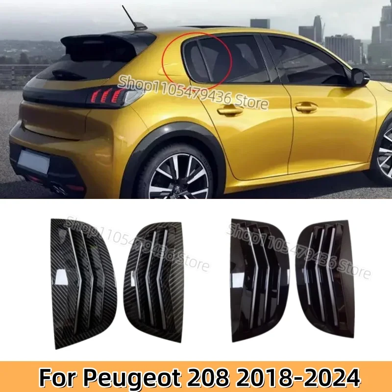 

For Peugeot 208 2018 2019 2020 2021 2022 2023 2024 Car Rear Louver Window Side Shutter Cover Trim Sticker Vent Scoop Carbon ABS
