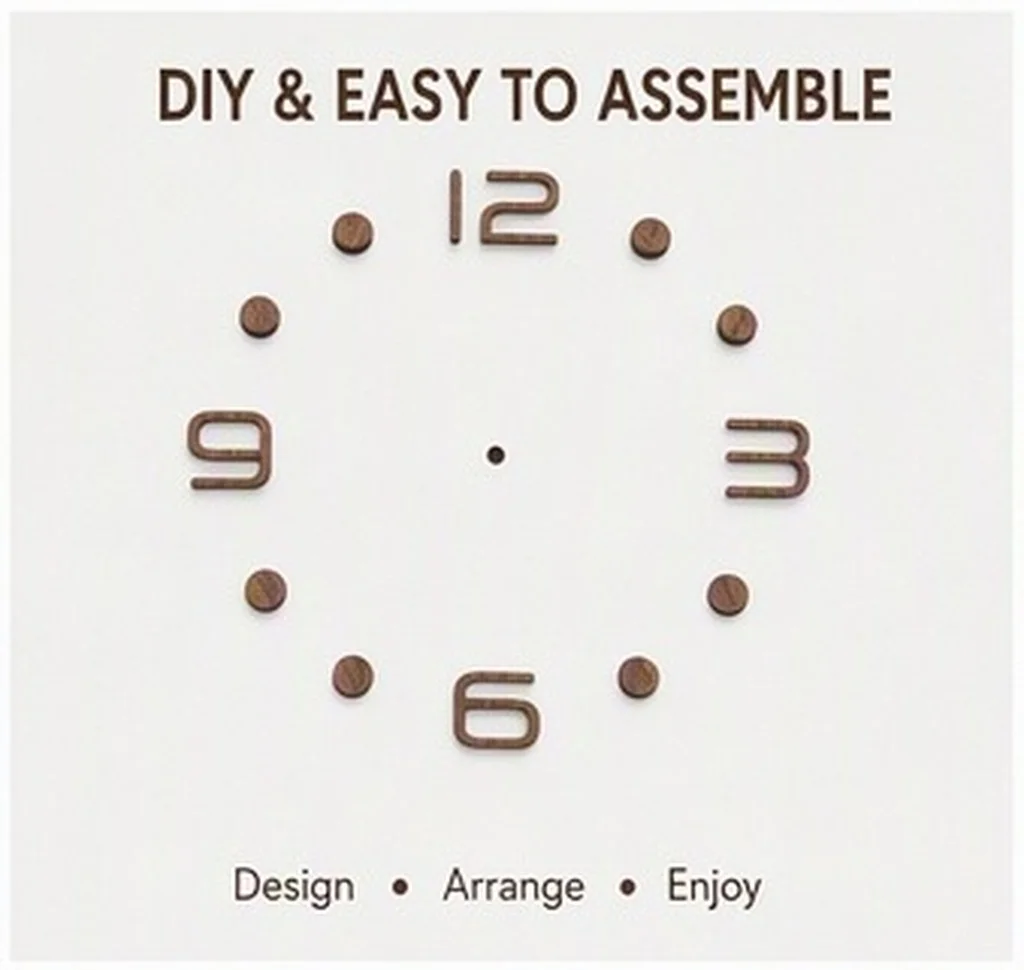 Black Walnut Wooden Arabic Numbers Kit for DIY Frameless Wall Clock Silent Quartz Movement Home Office Decor Vintage Wooden