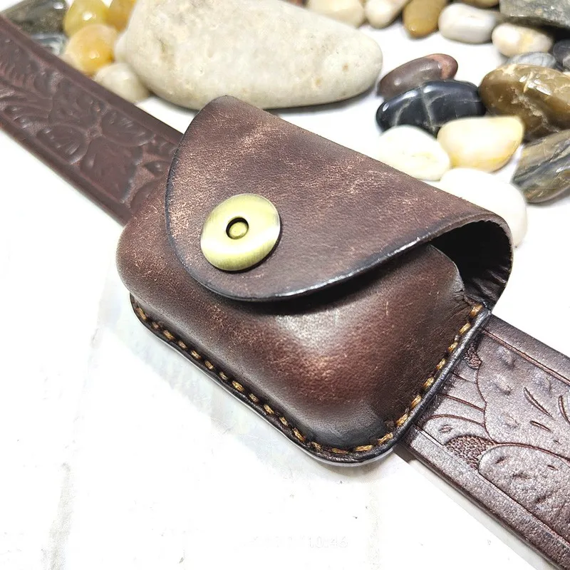 Handmade Customized Bluetooth Earphone Case Sheath Holster Waist Pack  Belt Bag Genuine Leather for Huawei Apple Samsung, DFD