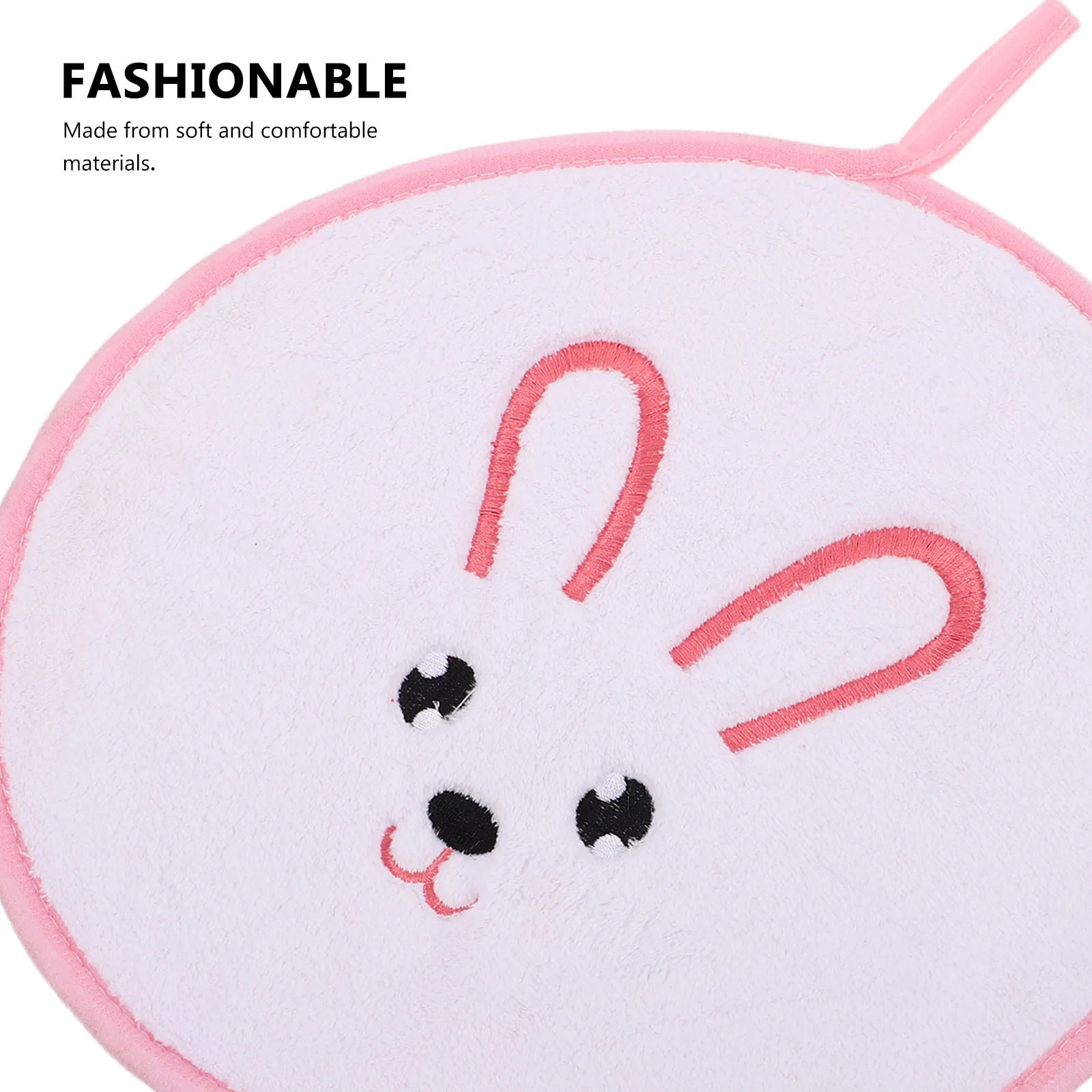 منشفة يد مطبوعة على شكل أرنب مع حلقة معلقة، قماش تنظيف فائق النعومة ماص للوجه والأيدي وحمام المطبخ