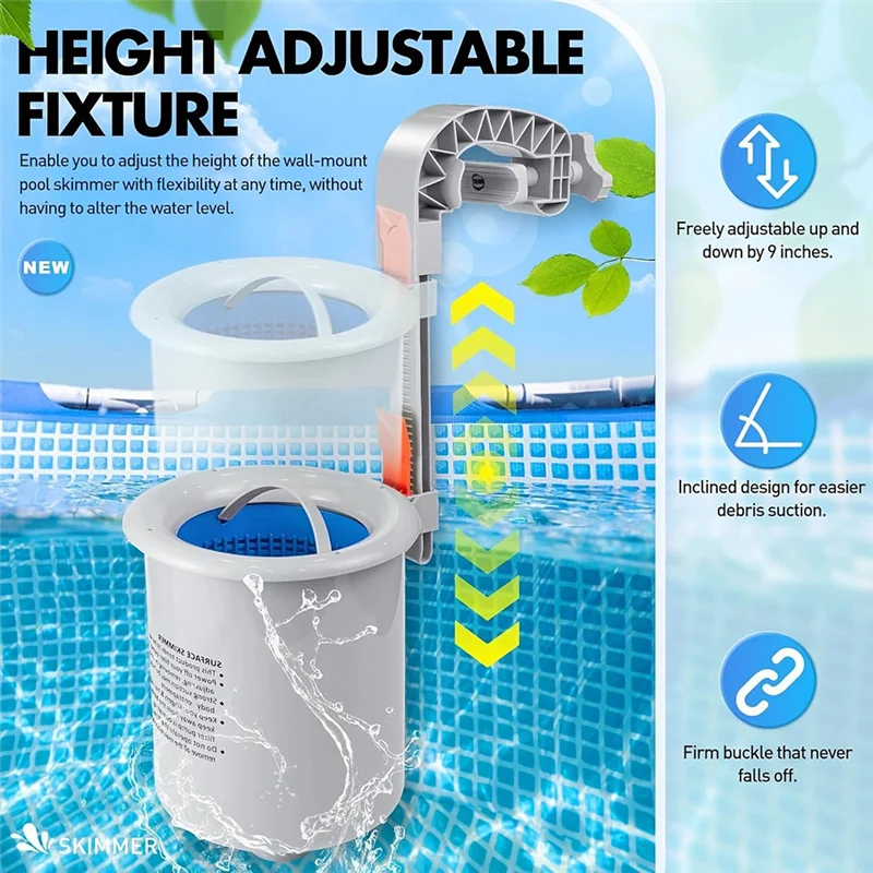 

NALFI-Above Ground Swimming Pool Surface Skimmer Wall Mount Pool Surface Automatic Skimmer For Swimming Pool Cleaning