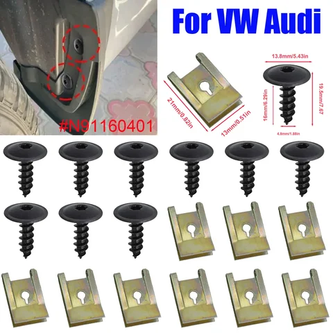 10 комплектов подкрылок, брызговик, крышка бампера, саморез Torx для VW Audi A1 A3 A4 A5 Q5 Q7 TT SEAT 4,8x16 мм