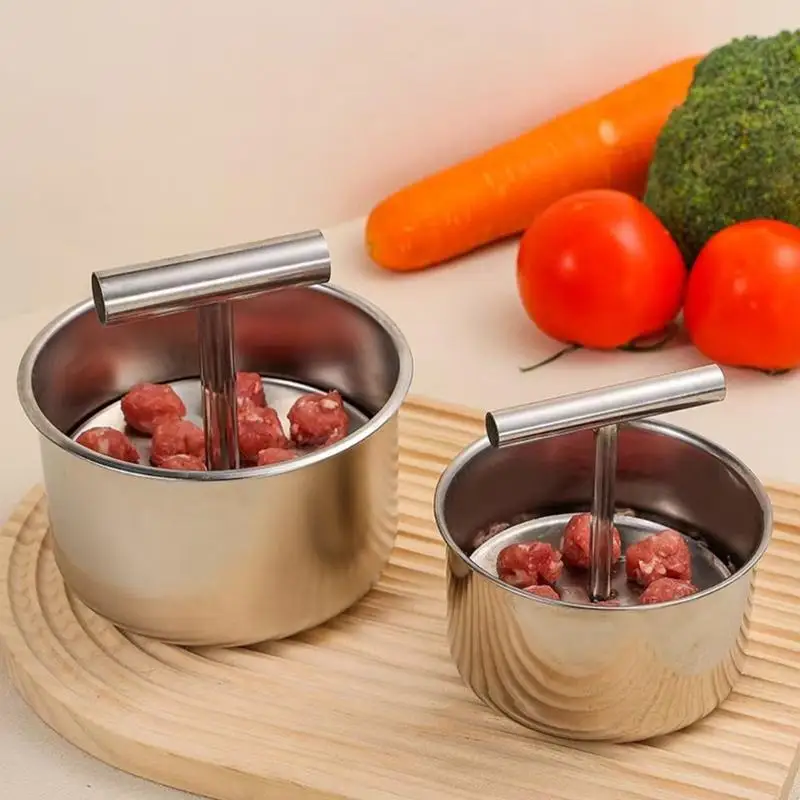 3Pcs Meatball Forming Tool in Smooth Steel for Preparing Several Meatballs from Fish, and Shrimp Mixtures at a Time Y5GB