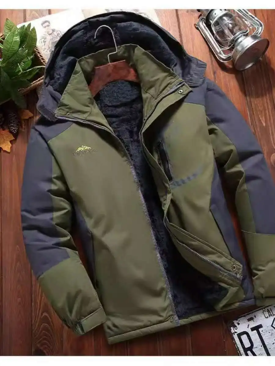 

Мужское зимнее длинное пальто на молнии из хлопка с подкладкой Thiened Fce, ветрозащитное, водонепроницаемое, с полиэстеровым наполнением для среднего возраста и...