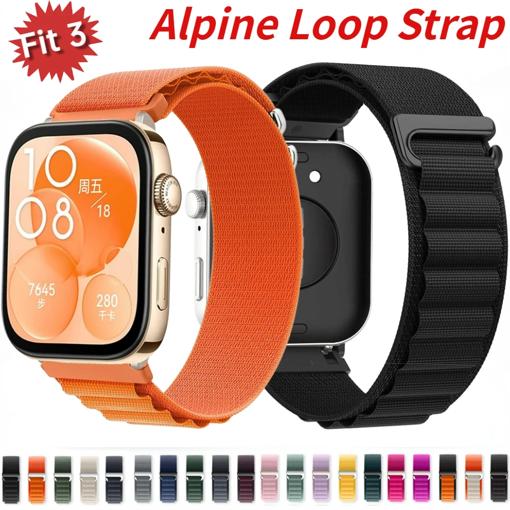 Alpine Loop Strap for Huawei Watch Fit 3 Smart Watch Nylon Breathable Wristband for Huawei Watch Fit 3 Sport Bracelet Watchband