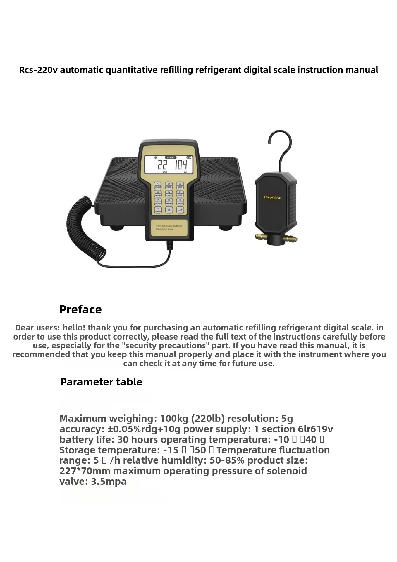 

Инструмент Количественное заполнение Хладагент Электронные весы Фреон Снег Кондиционер Холодильное хранилище Система охлаждения RCS-220V