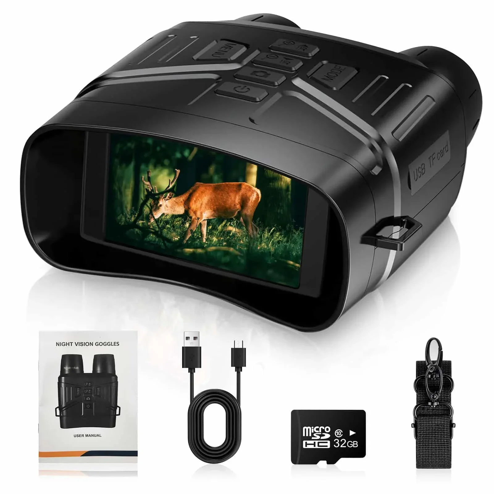 

4K Night Vision Binoculars for Adults, 3-Inch Large Screen, Includes 32GB Memory Card, Ideal for Surveillance & Tactical Use