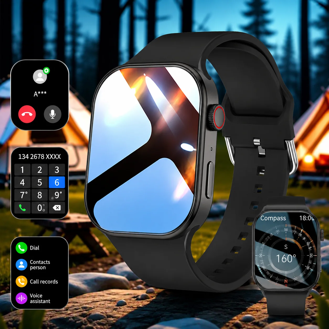 New Full-Touch High-Definition Men'S and Women'S Sports Smartwatch Features Wireless Dialing, Answering Calls, Motion Tracking, Music Control. The Stylish Smartwatch Is Compatible with Android and Iphone