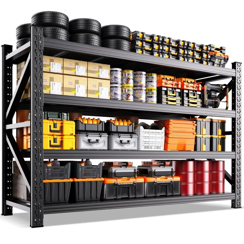 

Heavy Duty Storage Shelves, 4 Tier Adjustable Garage Shelving Unit, Heavy Duty Metal Shelving for Garage, Basement, Warehouse,