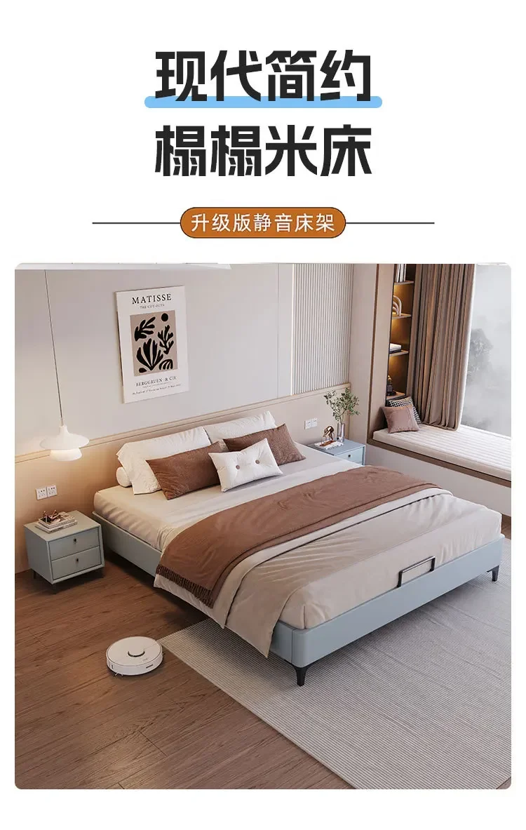 سرير رئيسي حديث وبسيط، شقة صغيرة، رف، بدون مسند ظهر، حافة دافق، بدون بجانب السرير. #5