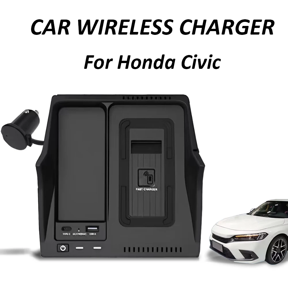 

Centre console Car Fast wireless charger For Honda Civic 11th generation 2022-2023 phone holder charging pad mat accessories