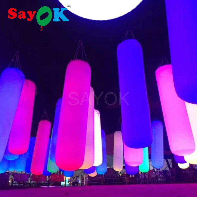 1pc 5ft Inflatable Lighting Pillar Column Pvc Tapping Touch Tube Pat To Change Color Interactive Toy For Advertising Party