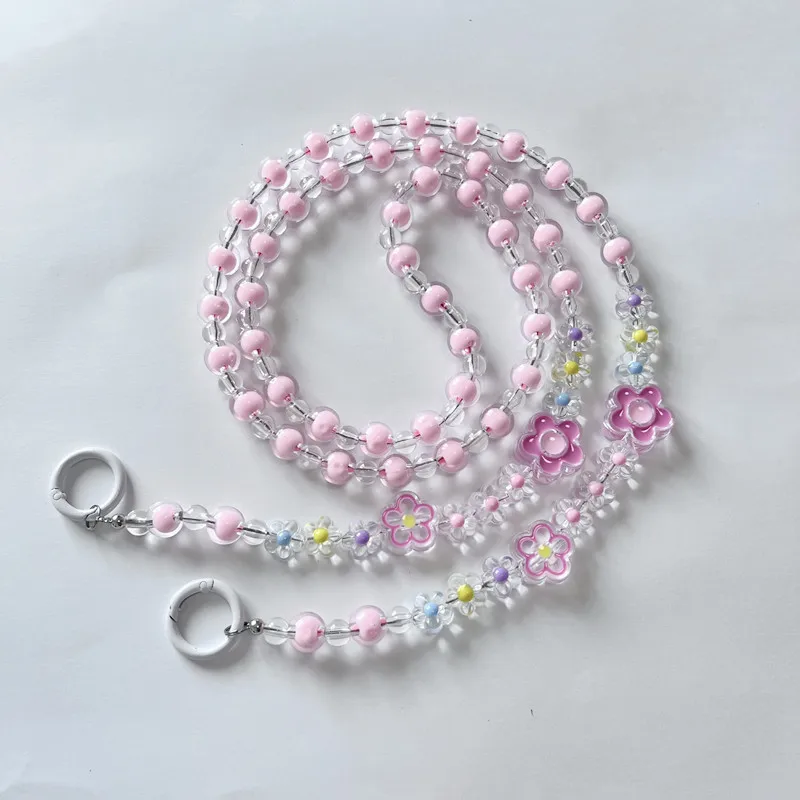

1.2-meter Mobile Phone Lanyard Long Crossbody Can Carry Small Flower Bead Pendant Phone Case Bag Universal