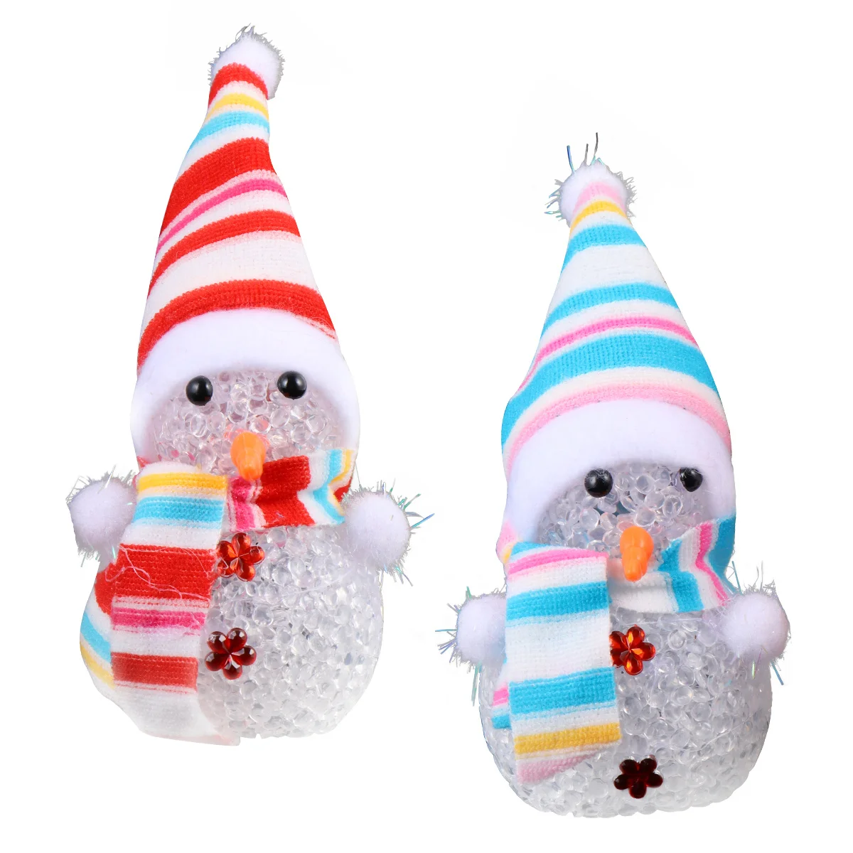 

2Pcs LED Crystal Snowman Light Color Changing Night Lamp for Christmas Decoration Home Office Bedroom Xmas Gift