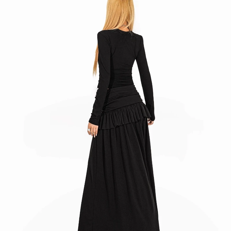 الأمريكية الرجعية تصميم مثير الجوف طويلة الأكمام المرأة تي شيرت الخريف جديد الشرير الحلو كول روك الساخن فتاة Y2K الملتصقة السيدات