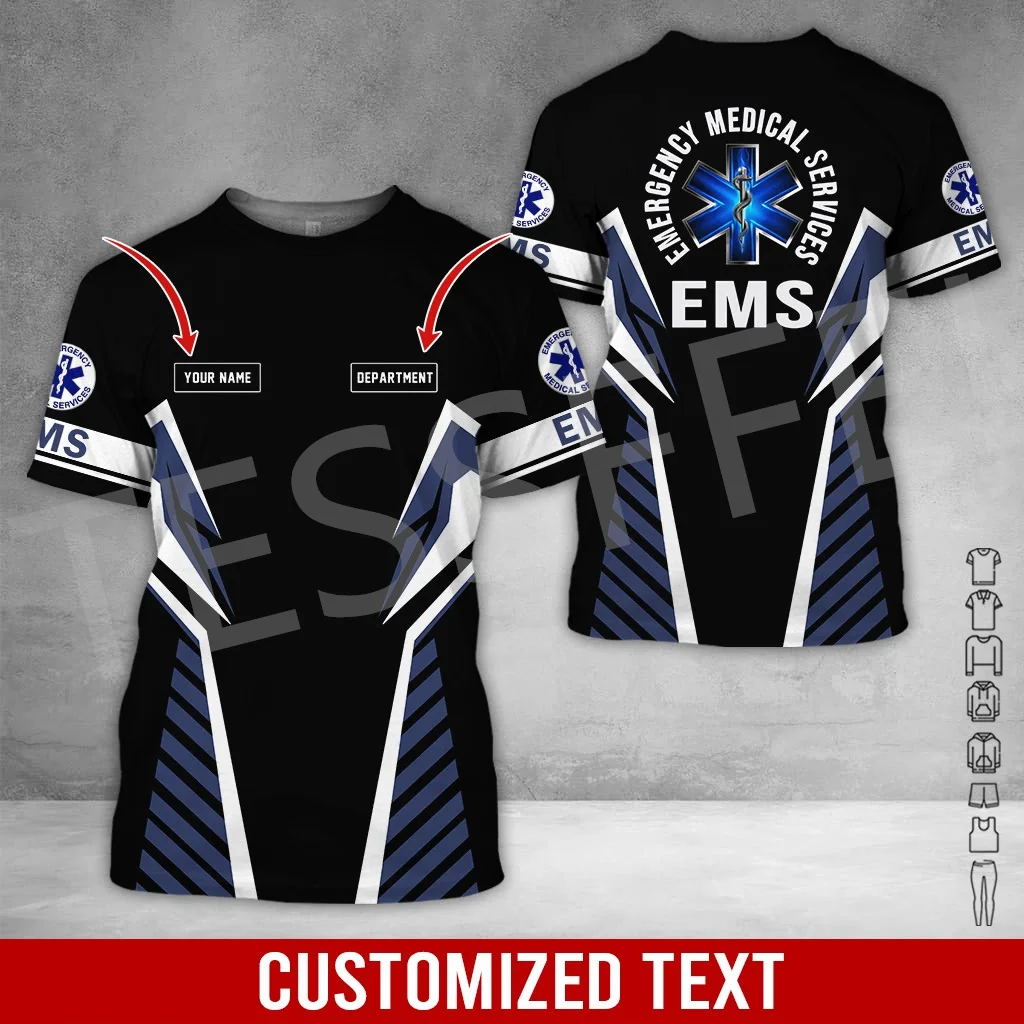 NewFashion Custom Name Cosplay EMS Paramedic EMT Worker Retro Shirts Retro 3DPrint Summer Casual Vintage T-Shirt Short Sleeves A