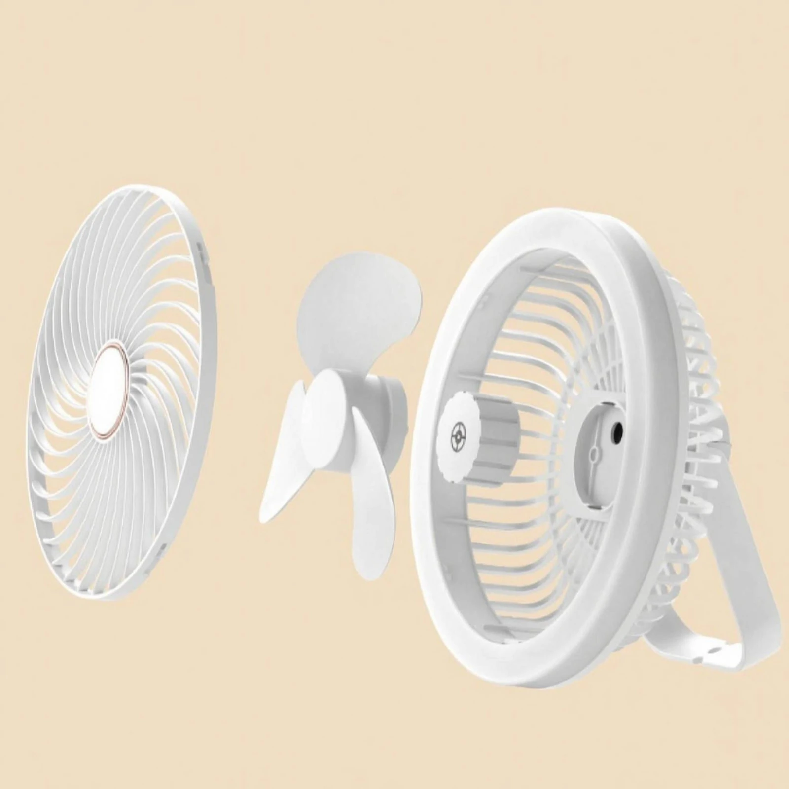 Rechargeable LED Fan USB Powered Hanging Fan Room Appliance Quiet 3 Speed Levels for Desktop