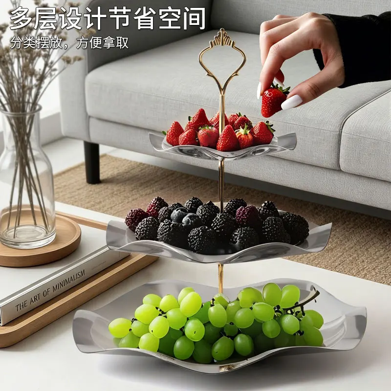 Stainless Steel Fruit Serving Bowl Candy Dish Decorative Tray for Home Hotel Living Room