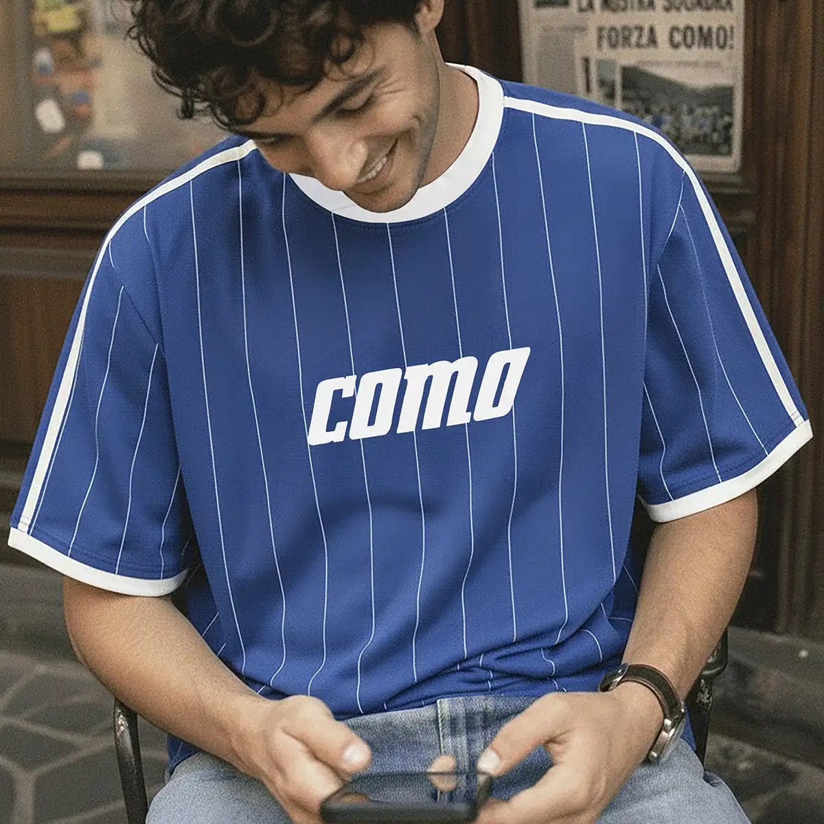 26-27 New Como Fan Street Jersey 3D Printed Quick Drying Sports Casual Men's Short Sleeved T-shirt