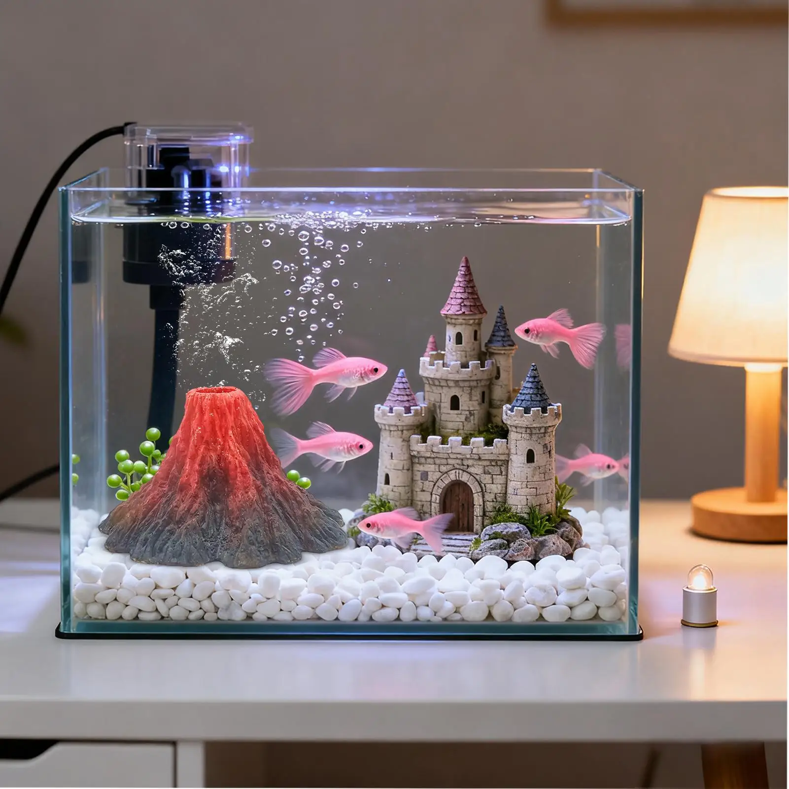 Fish Tank Decorations Resin Fish Tank Decorations Small Volcanic Bubbler Aquarium Ornament For Aquatic Betta Catfish Loach Clown