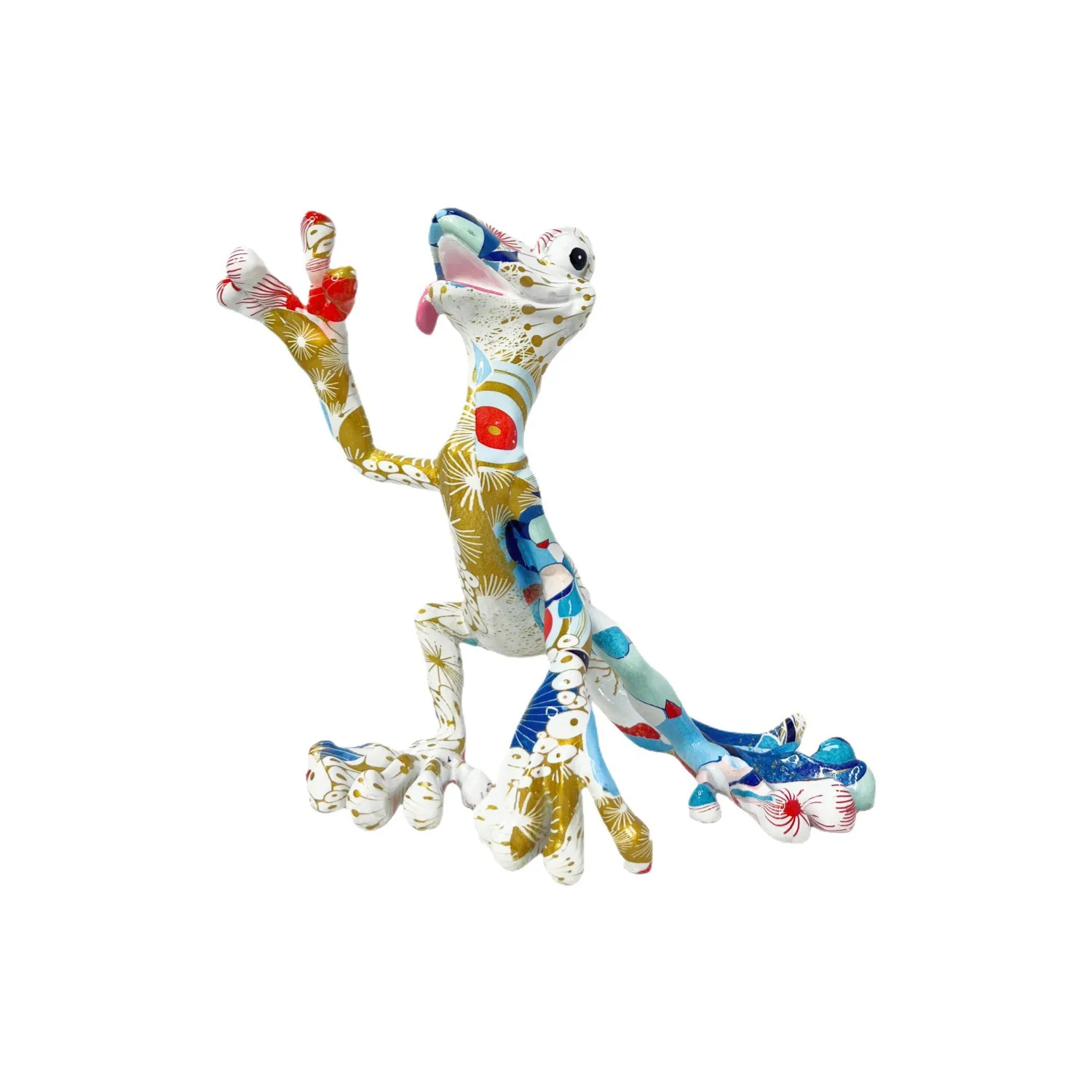 *qa Abstract Waving Frog Figurine Sporty Resin Statue Art Home Decor Living Room Ornament Gift#