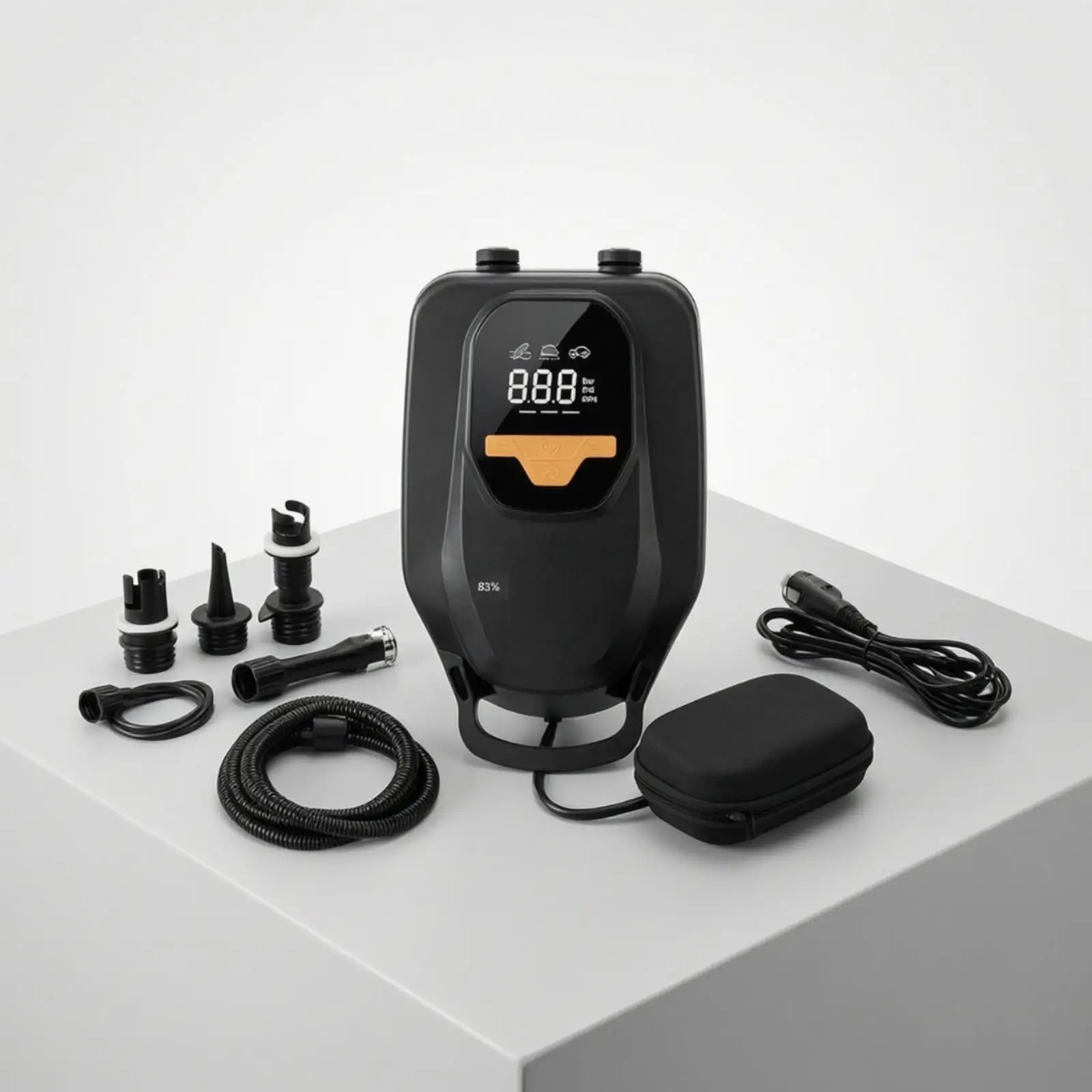 Compact Electric Air Pump with Digital Gauge for Inflatable Kayak Paddle Board Air Mattress Outdoor Travel Use
