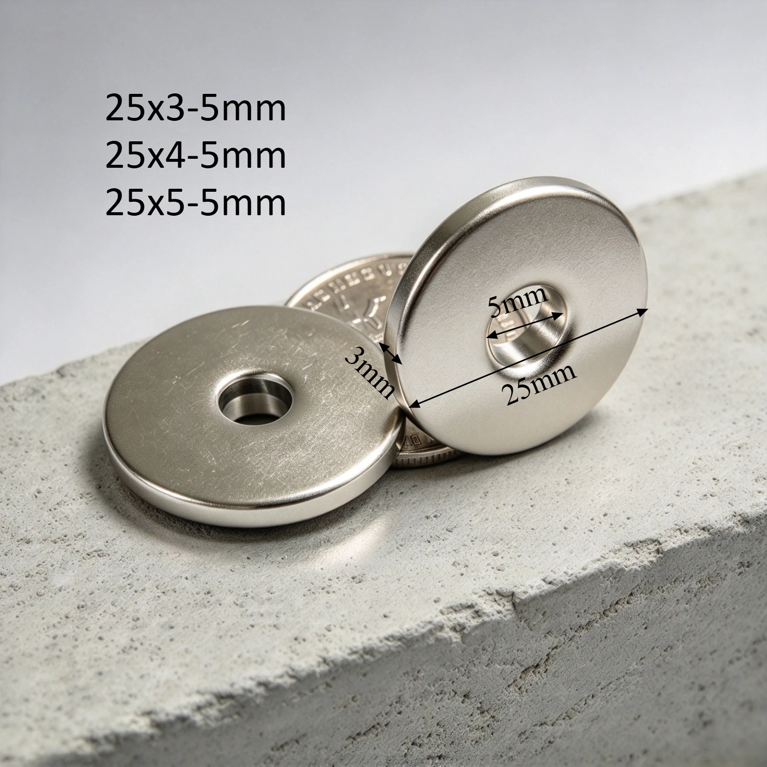 25x3-5mm 25x4-5mm 25x5-5mm Round Neodymium Countersunk Magnets 5mm Hole NdFeB Magnets for Craft Fixing 25*3-5 25*4-5mm 25*5-5mm