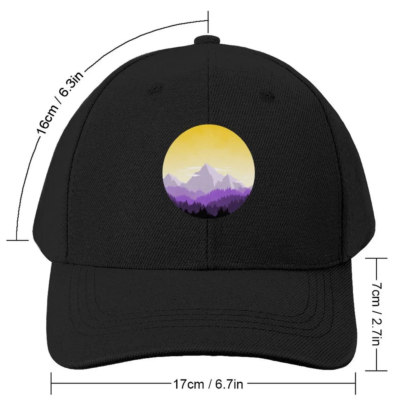 Enby Range Circle (Subtle Non-Binary Flag Landscape) Baseball Cap Golf Hat Wild Ball Hat Hat Luxury Brand Designer Man Women's