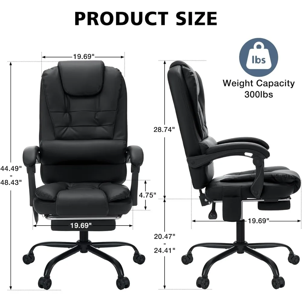 كرسي مكتب للتدليك كرسي مكتب مستلق مع مسند للقدمين من الجلد الناعم كرسي مكتب تنفيذي مريح عالي الظهر مكتب كمبيوتر Ch #2