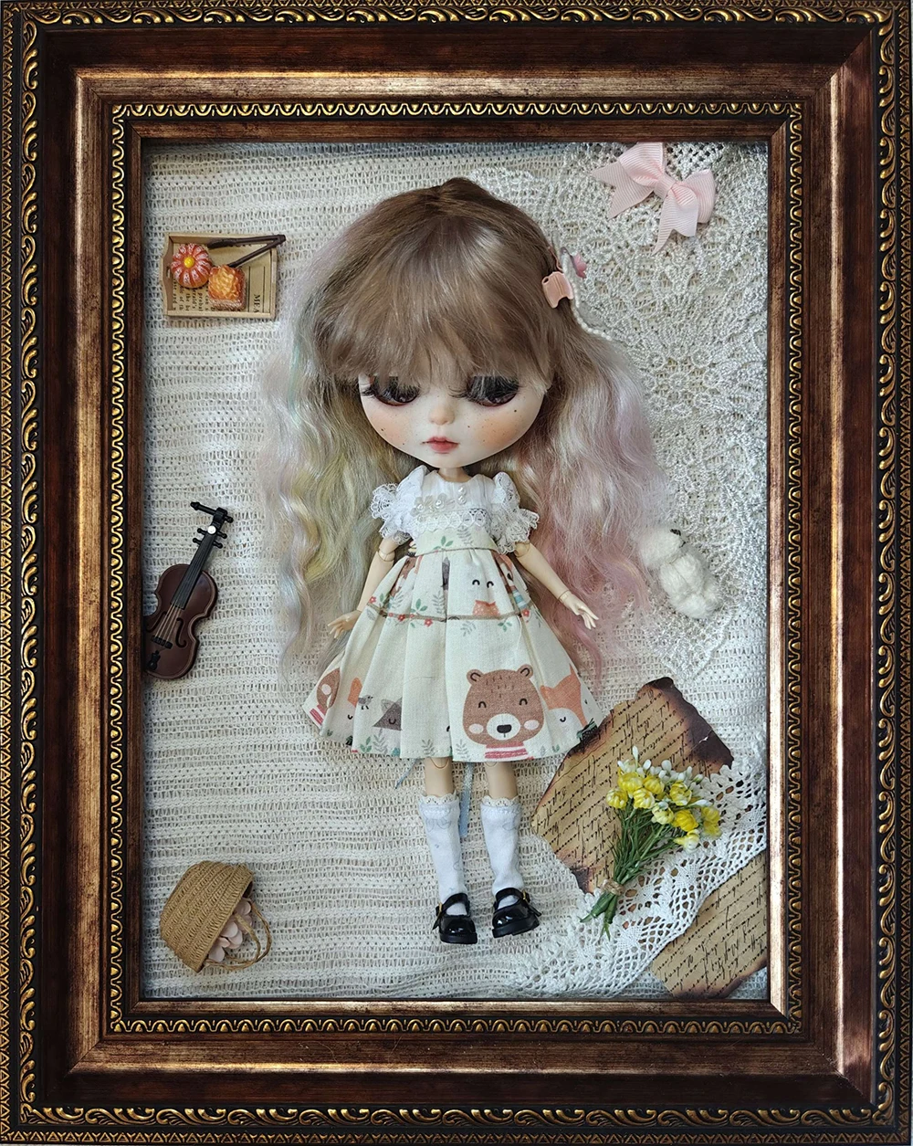 

NEW Blythe Doll clothes Cute bear handmade OB22 OB24 AZONE Blythe Short sleeved dress Accessories For Friend blythe clothing