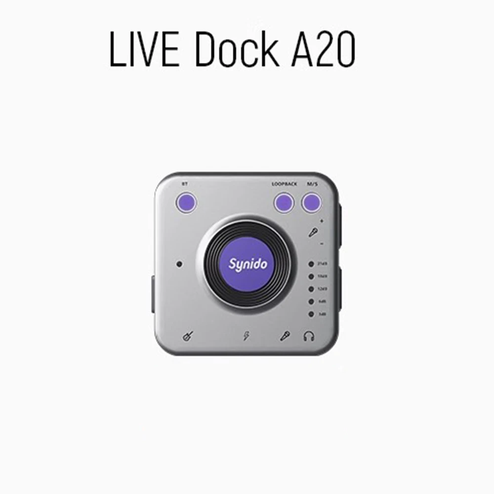 

Dock Synido LIVE A20 SY011 Pro Прямая трансляция Внешняя звуковая карта Инструмент Аудио док-станция Звуковая карта Bluetooth