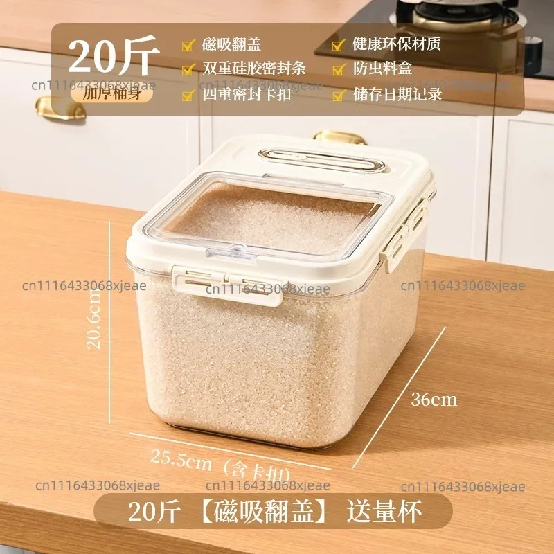 Transparent Insect Proof Moisture Proof Rice Box, Sealed Dry Grain Storage Jar 5/10KG for Kitchen Food Container
