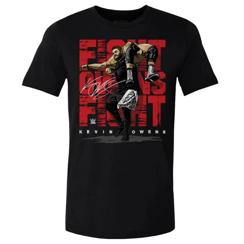 

2025 Men's Black Kevin Owens Blue Tape T-Shirt Men women High-quality casual Y2K cotton T-shirt