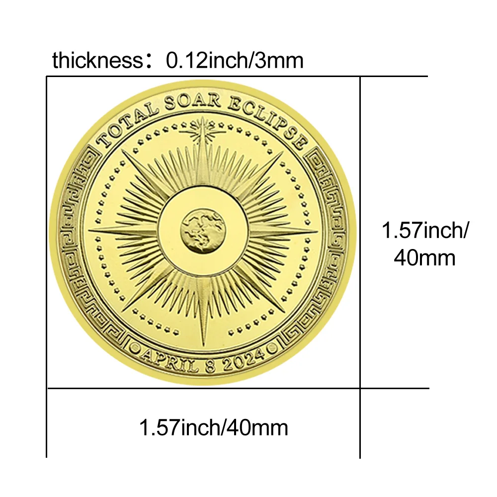 8 أبريل 2024 Total Soar Eclipse Challenge عملة معدنية مطلية بالذهب مجموعة ميدالية تذكارية هدية العيد #3