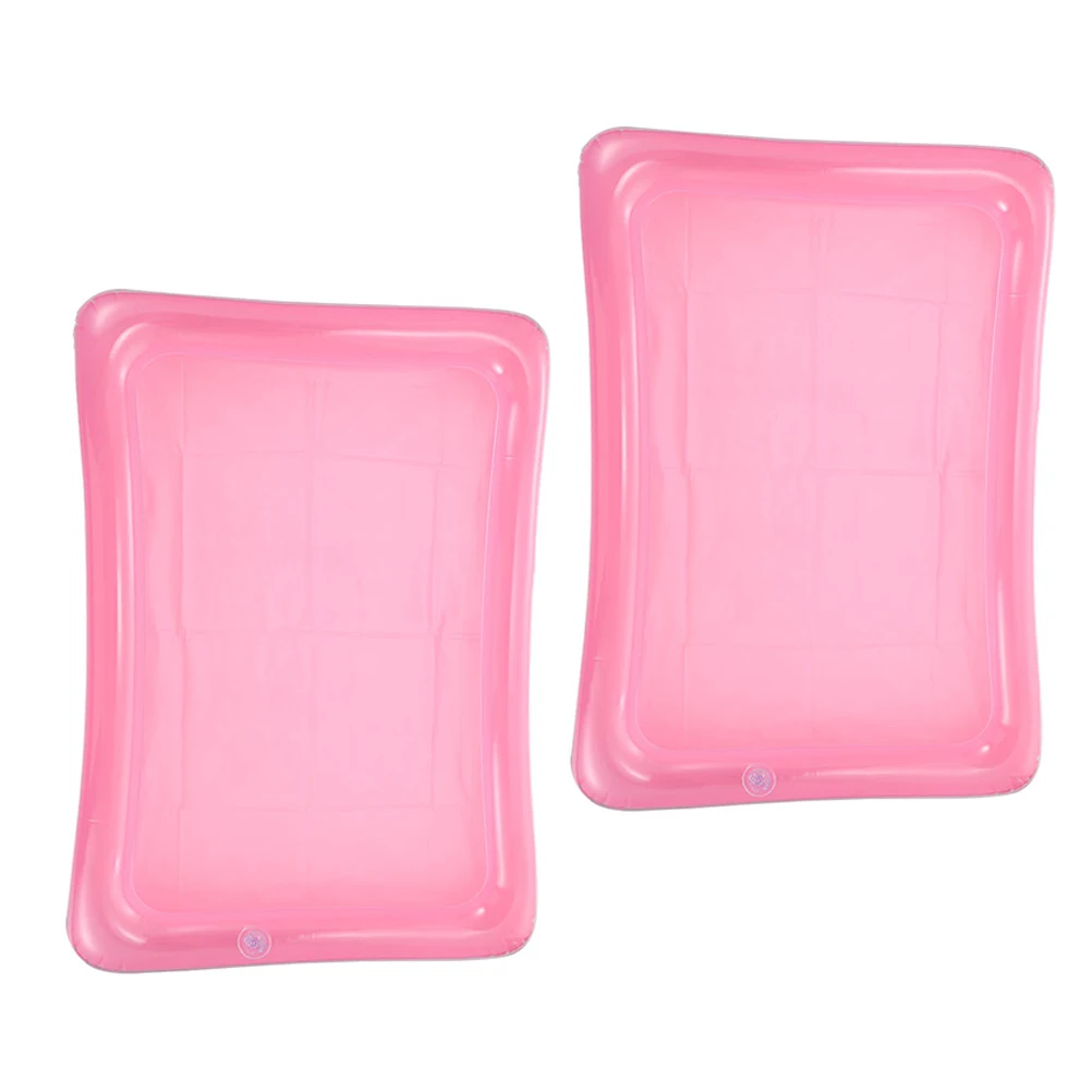 

2pcs Inflatable Storage Pad Floating Food Tray Party Holder Bracket Swimming Beach Cool Drinks Cooler Trays Outdoor