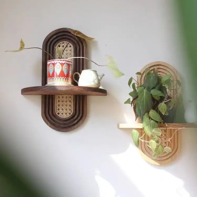 

Tailai Wood Shelves for Wall Decor Modern Boho Shelf Arch Wood Floating Shelf Bohemian Hanging Display Shelving