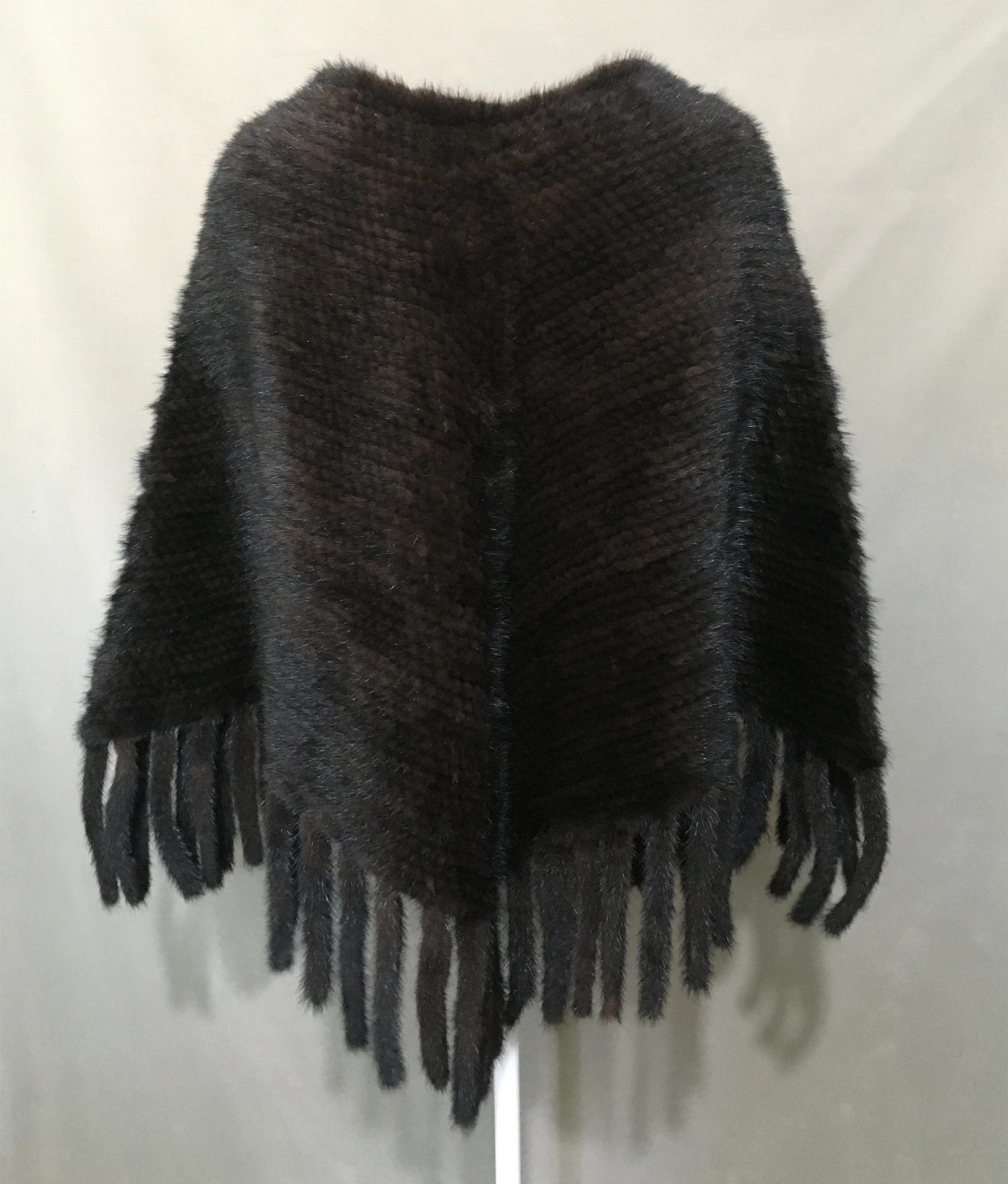 Women's Real Mink Fur Poncho with Tassels, Luxury Women Pullover, Large Size,  210917