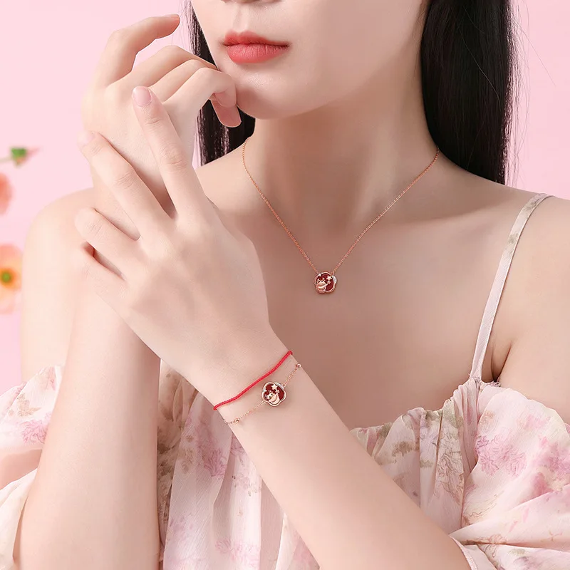 Xiaozhong new Chinese design Parthenocissus grass deer red agate clavicle chain pendant necklace bracelet Christmas gift