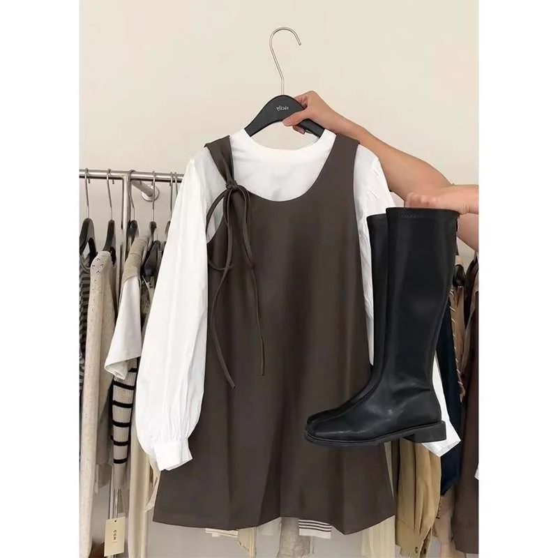 

plus Size Autumn Winter Faion Anti-Aging Long Sve Base Top ort Skirt Two-Piece Set Women's Clothing Korean Sle Loose...