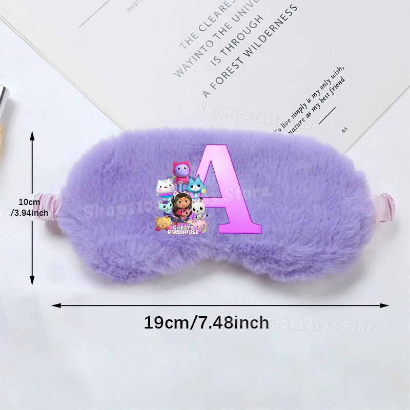 Casas de muñecas Gabbyed Girl, máscara para dormir para ojos, letras bonitas A-Z, estampado de Anime, Kawaii, mujer, oficina, Siesta, sombra, parche de viaje de felpa para niños