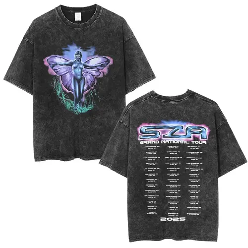 Imagen 2 del producto Camiseta Vintage lavada de rapero Kendrick Lamar & SZA Grand National Tour 2025, camiseta de moda de Hip Hop para hombre