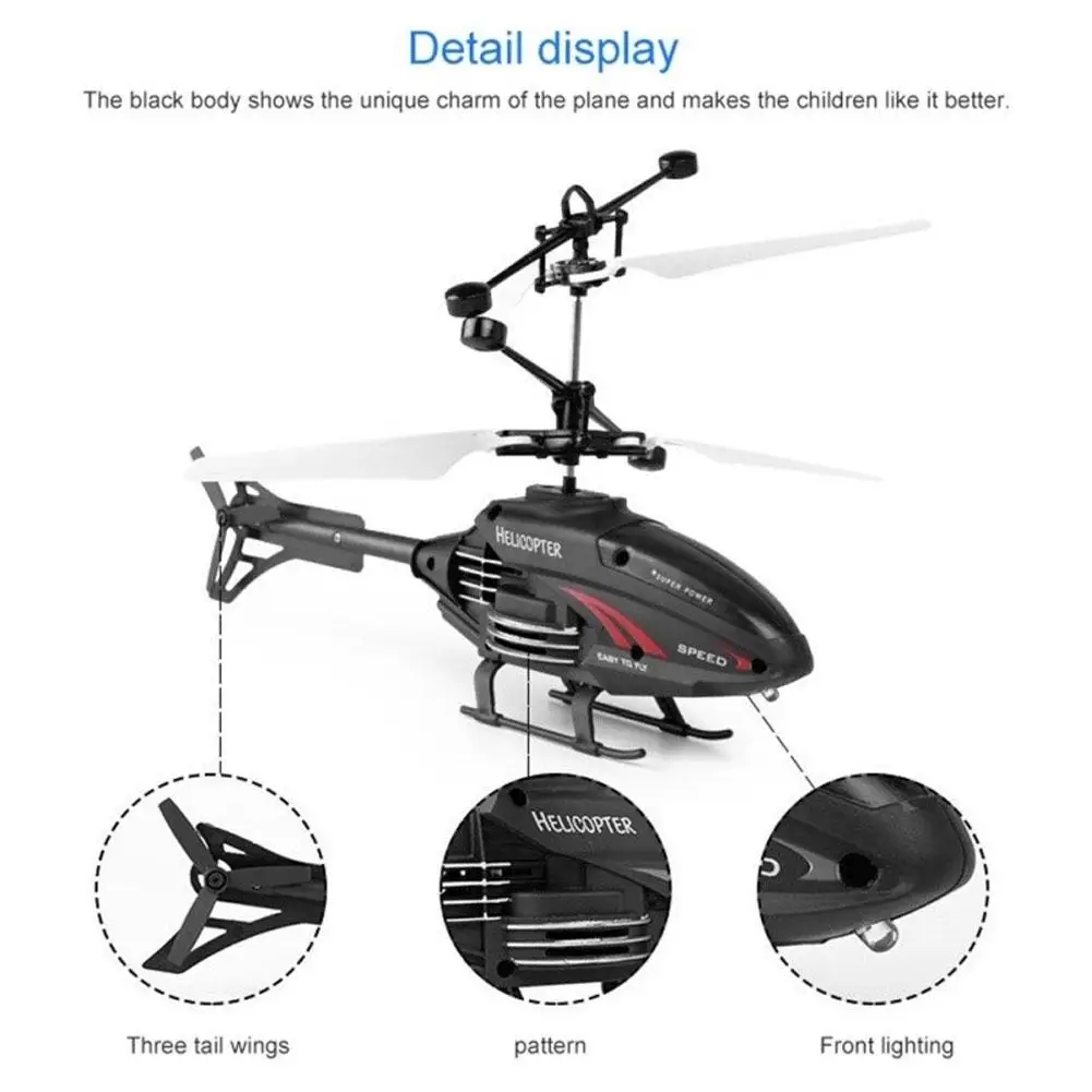 2 Channel Gesture Control Suspension Helicopter RC Remote Induction Aircraft With Charging LED Light Kids Toy for Boys