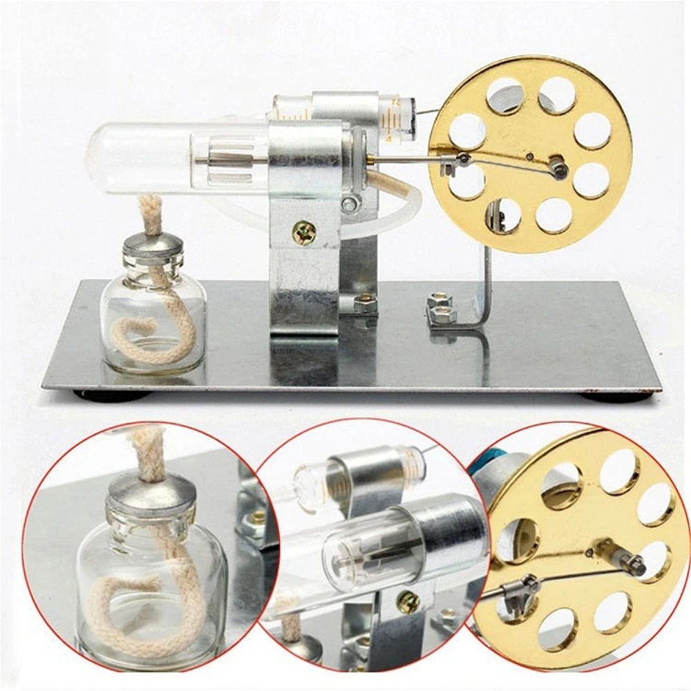 Single Cylinder Stirling Engine Model Scientific Physics Experiment Demonstration Teaching Aid Metal Stirling Generator Model